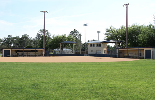 softball field and dugouts